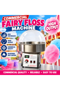 Silver Fairy Floss Machine with Bubble - HIGH OUTPUT - No Starter Kit