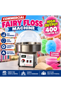 Silver Fairy Floss Machine - HIGH OUTPUT with 400 Starter kit and Bubble