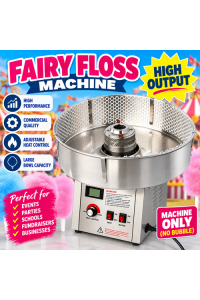 Silver Fairy Floss Machine - HIGH OUTPUT - Machine only (No Bubble)