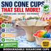 Biodegradable Sno Cone cups 1000 x 280mls Flower style